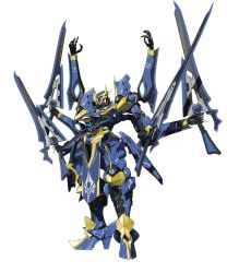 Rule 34 | extra arms, full body, highres, ikaruga (knight&#039;s and magic), knight&#039;s and magic, mecha, multiple swords, no humans, official art, robot, silver fenix order, sword, weapon