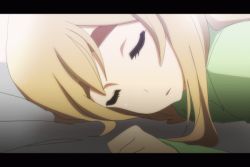 Rule 34 | 1girl, 71, :o, animated, animated gif, blonde hair, blue eyes, blush, comic, embarrassed, eyebrows, closed eyes, k-on!, kotobuki tsumugi, letterboxed, long hair, looking at viewer, looking away, lying, on stomach, open mouth, sleeping, smile, solo, thick eyebrows, waking up, wavy mouth