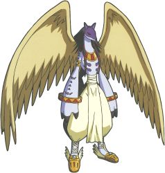 Rule 34 | 10s, 1boy, animal ears, anubimon, bandages, bracelet, claws, digimon, digimon xros wars, full body, highres, jewelry, long hair, looking to the side, official art, scan, standing, very long hair, wings