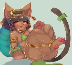 Rule 34 | 1girl, bastet (fullbokko heroes), black hair, breasts, brown eyes, cat, egyptian clothes, fullbokko heroes, furry, furry female, open mouth, short hair, small breasts, solo