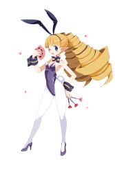 Rule 34 | 1girl, animal ears, archer (disgaea), blonde hair, blue eyes, blue footwear, blue leotard, blush, bow, bowtie, card, dart, detached collar, disgaea, disgaea rpg, drill hair, fake animal ears, fake tail, flat chest, full body, heart, high heels, holding, holding card, holding dart, leotard, long hair, non-web source, official art, one eye closed, open mouth, oversized breast cup, panties, photoshop (medium), playboy bunny, playing card, pointy ears, pumps, rabbit ears, rabbit tail, solo, standing, strapless, strapless leotard, tail, transparent background, twintails, underwear, very long hair, white panties, wrist cuffs
