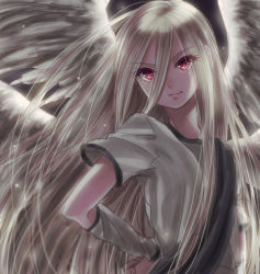Rule 34 | 1boy, afuro terumi, androgynous, angel wings, bad id, bad pixiv id, hand on own hip, inazuma eleven, inazuma eleven (series), long hair, looking at viewer, male focus, red eyes, shino (syllable), solo, wings, zeus (inazuma eleven)