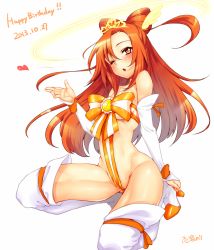 Rule 34 | 10s, 1girl, 2013, :o, bad id, bad pixiv id, bare shoulders, blush, boots, bow-shaped hair, breasts, cure sunny, cure sunny (princess form), dated, detached sleeves, happy birthday, heart, heart-shaped pupils, hino akane (smile precure!), long hair, looking at viewer, magical girl, matching hair/eyes, naked ribbon, neziiro, one eye closed, orange eyes, orange hair, orange theme, precure, ribbon, small breasts, smile precure!, solo, symbol-shaped pupils, thigh boots, thighhighs, tiara, toei animation, white background, white thighhighs, wink