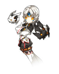 Rule 34 | 1girl, another code (elsword), crossed arms, elsword, eve (elsword), gloves, moby (elsword), no nose, official art, remy (elsword), ress, short hair, solo, white background, white hair, yellow eyes
