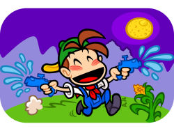 Rule 34 | 1boy, farmer, happy, harvest moon, hat, pete (bokujou monogatari), tagme, water gun