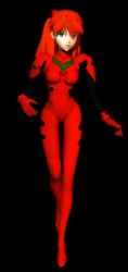 Rule 34 | 1girl, 3d, black background, breasts, female focus, full body, neon genesis evangelion, plugsuit, simple background, solo, souryuu asuka langley, standing