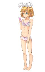 Rule 34 | 1girl, absurdres, bare arms, bare legs, barefoot, blonde hair, blue eyes, bow, bow panties, bra, breasts, cellphone, collarbone, eyebrows, frills, full body, hair between eyes, hair bow, hair ornament, hairclip, hand on own thigh, highres, holding, holding phone, kagamine rin, kitsunerider, looking at phone, microskirt, navel, no shirt, panties, phone, pigeon-toed, pink bow, pink panties, pout, see-through, short hair, skirt, small breasts, solo, standing, stomach, swept bangs, transparent background, underwear, vocaloid, white bow, white bra