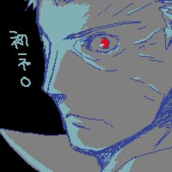 Rule 34 | 00s, black background, lowres, male focus, nrvnqsr chaos, pale skin, portrait, red eyes, simple background, solo, tagme, tsukihime