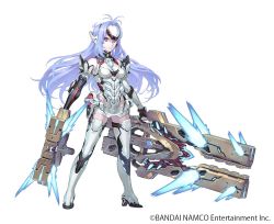 Rule 34 | ahoge, android, armor, asymmetrical sleeves, blue hair, boots, breasts, copyright name, cyborg, elbow gloves, forehead protector, full body, gloves, gun, high heel boots, high heels, kos-mos, kos-mos re:, leotard, long hair, looking at viewer, mismatched sleeves, nintendo, official art, red eyes, solo, spoilers, tanaka kunihiko, thighhighs, thighs, underboob, very long hair, weapon, white armor, xenoblade chronicles (series), xenoblade chronicles 2, xenosaga
