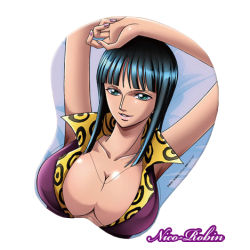 Rule 34 | blue eyes, blue hair, breasts, cleavage, large breasts, long hair, lowres, mousepad, mousepad (object), nico robin, one piece