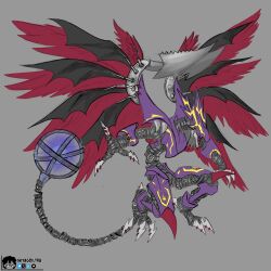 Rule 34 | armor, claws, corruption, death-x-dorugoramon, digimon, digimon (creature), dragon, highres, solo, wings