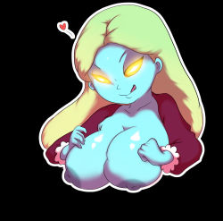 Rule 34 | 1girl, black background, blue skin, breast suppress, breasts, closed mouth, collarbone, colored skin, colorized, fingernails, ghost, glowing, glowing eyes, heart, highres, large breasts, licking lips, long hair, long sleeves, looking at viewer, luigi&#039;s mansion, mario (series), melody pianissima, neobiru, nintendo, nipples, no pupils, oddmachine, open clothes, outline, parted bangs, platinum blonde hair, purple shirt, sharp fingernails, shiny skin, shirt, simple background, smile, solid eyes, solo, tongue, tongue out, upper body, white outline, yellow eyes