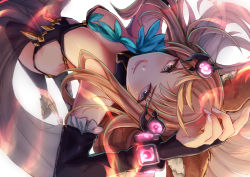 Rule 34 | 1girl, :p, breasts, brown eyes, brown hair, cleavage, elbow gloves, erune, fingerless gloves, from above, gloves, granblue fantasy, hair ornament, high heels, long hair, looking at viewer, metera (granblue fantasy), mole, simple background, smile, solo, tongue, tongue out, very long hair, yude