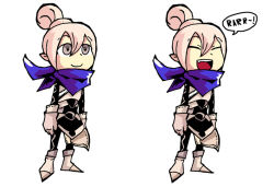 Rule 34 | 1girl, armor, closed eyes, fang, fire emblem, fire emblem fates, grey eyes, kana (female) (fire emblem), kana (fire emblem), nintendo, open mouth, pink hair, pointy ears, scarf, setz, smile, solo