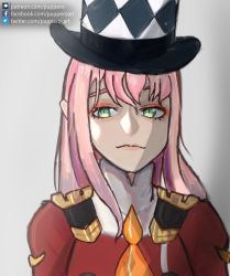Rule 34 | darling in the franxx, green eyes, hat, highres, pink hair, pupper-o, top hat, zero two (darling in the franxx)