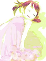 Rule 34 | 1girl, child, dress, female focus, kaai yuki, short hair, sleeping, solo, vocaloid, white background, white theme