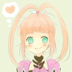 Rule 34 | 1girl, aqua eyes, artist request, blush, chelsea torn, choker, face, gloves, hair ornament, heart, long hair, lowres, pink hair, smile, tales of (series), tales of destiny, twintails