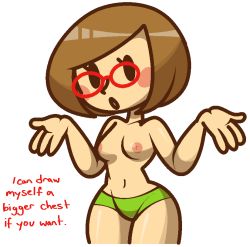 Rule 34 | 0 0, 1girl, black eyes, blush, blush stickers, boyshort panties, breasts, brown hair, collarbone, cowboy shot, cropped legs, english text, female focus, glasses, green panties, hands up, looking at viewer, navel, nikki (swapnote), nintendo, nipples, open mouth, panties, red-framed eyewear, shiny skin, short hair, shrugging, sidelocks, simple background, small breasts, solo, standing, stomach, swapnote, swept bangs, talking, thick thighs, thighs, topless, underwear, underwear only, vilepluff, white background, wide hips