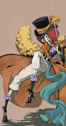 Rule 34 | 1boy, afro, brook (one piece), gloves, hat, male focus, one piece, one piece film: z, skeleton, solo, sword, weapon