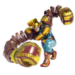 Rule 34 | 1boy, arms (game), bodysuit, boots, boxing gloves, championship belt, cross-laced footwear, full body, helmet, highres, lace-up boots, male focus, max brass, motion blur, nintendo, no pupils, official art, punching, red footwear, roaster (arms), solo, transparent background