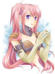 Rule 34 | 1girl, blush, breasts, choker, elbow gloves, gloves, highres, lips, long hair, nanaly fletch, purple eyes, red hair, smile, tales of (series), tales of destiny 2, twintails