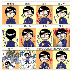 Rule 34 | black hair, chart, eden no ori, expressions, glasses, milk, salamander, school uniform, shirou mariya, short hair, stick