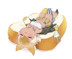Rule 34 | 1girl, absurdres, animal ears, beleven, belt, blonde hair, bread, bread slice, camisole, coyote (kemono friends), extra ears, food, gloves, highres, jacket, kemono friends, kemono friends v project, navel, short hair, simple background, skirt, solo, tail, thighhighs, virtual youtuber, wolf ears, wolf girl, wolf tail