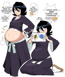 Rule 34 | 1boy, 1girl, bleach, highres, kuchiki rukia, noodlemage, outie navel, pregnant, tagme