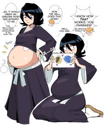 1boy 1girl bleach highres instant_pregnancy kuchiki_rukia noodlemage outie_navel pregnant rapid_pregnancy soul_pregnancy tagme