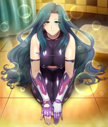 Rule 34 | 00s, 1girl, breasts, female focus, highres, lilith-soft, long hair, looking at viewer, makishima ayame, sitting, smile, solo, taimanin (series), taimanin asagi, taimanin asagi kessen arena, taimanin kurenai, zol