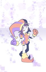 Rule 34 | 1girl, :&lt;, full body, galactabee, gloves, hat, highres, index finger raised, jester, jester cap, looking at viewer, multicolored eyes, open mouth, pomni (the amazing digital circus), short hair, the amazing digital circus, toon (style)