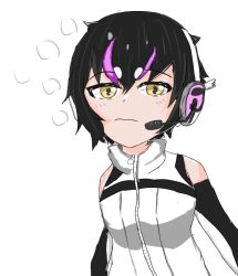 Rule 34 | black hair, elbow gloves, gloves, humboldt penguin (kemono friends), kemono friends, kemono friends v project, looking at viewer, microphone, multicolored hair, short hair, tail, virtual youtuber