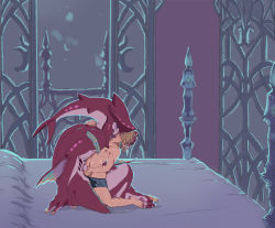 Rule 34 | 2boys, barefoot, bed, bedroom, blush, erection, frottage, full body, handjob, interspecies, kiss, link, male focus, multiple boys, nintendo, penis, scar, sidon, size difference, the legend of zelda, uncensored, undressing, yaoi