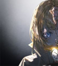 Rule 34 | 1girl, arm up, blonde hair, blue eyes, coat, covered mouth, detective, holding, holding pocket watch, hololive, hololive english, holomyth, looking at viewer, pocket watch, quasarcake, shaded face, shadow, short hair, solo, split image, upper body, virtual youtuber, watch, watson amelia, watson amelia (1st costume)