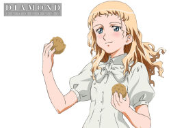 Rule 34 | 00s, 1girl, blonde hair, blue eyes, closed mouth, cream puff, food, kita e, kitano suomi, pastry, solo