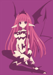 Rule 34 | 1girl, airan, arms at sides, bat wings, blue eyes, blush, boots, breast clinging, breasts, demon girl, flapper shirt, full body, half-shirt, high heel boots, high heels, large breasts, long hair, navel, original, pink hair, pointy ears, purple background, shirt, shoes, short shorts, shorts, simple background, solo, tail, tiara, underboob, wings
