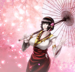 Rule 34 | 1girl, arm up, armpits, black eyes, black hair, blush, braid, branch, breasts, brown eyes, brown hair, cherry blossoms, chinese clothes, collarbone, detached sleeves, female focus, flower, hair ribbon, hairband, hip focus, image sample, japanese clothes, jewelry, kimono, large breasts, lips, long hair, nail polish, necklace, oil-paper umbrella, okai, okuni, pale skin, petals, pixiv sample, ribbon, sengoku musou, sengoku musou 2, short hair, sideboob, single braid, smile, solo, traditional clothes, umbrella, wide hips, yellow eyes