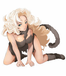 Rule 34 | 1990s (style), 1girl, alcw (pixiv657789), all fours, ayla (chrono trigger), bad id, bad pixiv id, blonde hair, boots, chrono (series), chrono trigger, curly hair, green eyes, long hair, solo, square enix, tail, very long hair, wavy hair