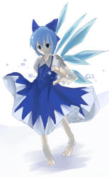 Rule 34 | 1girl, cirno, dress, female focus, full body, haro (artist), pale skin, solo, touhou, white background, wings