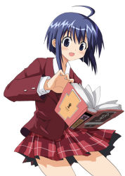 Rule 34 | 00s, aki masanari, blue hair, book, mahou sensei negima!, miyazaki nodoka, plaid, plaid skirt, school uniform, serafuku, skirt, solo