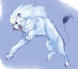 Rule 34 | aiya kyuu, animal, blue background, claws, fangs, from below, from side, full body, jumping, jungle taitei, leo (jungle taitei), lion, no humans, aged up, sketch, solo