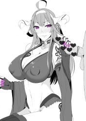 Rule 34 | ahoge, blush, breasts, cleavage, cock ring, collar, earrings, fingernails, handjob, jewelry, kantai collection, kongou (kancolle), ky., large breasts, penis, sex toy, sharp fingernails, solo focus, spot color, tattoo, thighhighs, tied penis