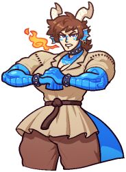 Rule 34 | blue eyes, blue scales, breath weapon, breathing fire, brown hair, choker, cubesona, dragon tail, fire, horns, lip ring, monster girl, norael, scales, tagme, tail, wristband