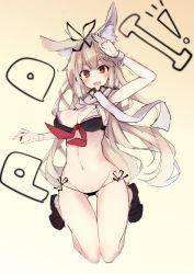Rule 34 | 10s, 1girl, alternate costume, animal ear fluff, animal ears, arm up, bikini, blonde hair, blush, breasts, cleavage, commentary request, fang, hair flaps, harenchi, heart, jumping, kantai collection, loafers, long hair, looking at viewer, medium breasts, micro bikini, navel, red eyes, scarf, shoes, side-tie bikini bottom, simple background, smile, solo, stomach, swimsuit, wavy mouth, white scarf, yuudachi (kancolle), yuudachi kai ni (kancolle)
