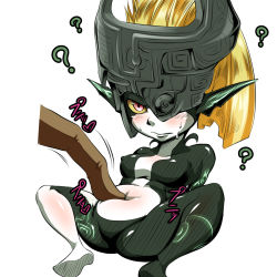 Rule 34 | 1girl, ?, belly, blush, colored sclera, kanta (k n t r o), midna, nintendo, nipples, red eyes, simple background, spread legs, sweat, the legend of zelda, the legend of zelda: twilight princess, yellow sclera