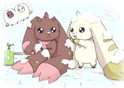 Rule 34 | 2others, digimon, digimon (creature), happy, horns, looking at another, lopmon, multiple others, rabbit, smile, terriermon