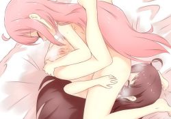 Rule 34 | 2girls, 69, ahoge, ass grab, bad id, bad pixiv id, bed sheet, blush, brown hair, closed eyes, commentary, completely nude, cunnilingus, feet, gabrieltenma77, hair between eyes, hand on another&#039;s thigh, legs up, light censor, long hair, lying, midori hemo, multiple girls, nude, ochikobore fruit tart, on back, on bed, oral, pink hair, pussy, pussy juice, sakura ino, sidelocks, very long hair, yuri