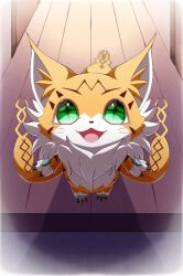 Rule 34 | 1other, cat, digimon, digimon (creature), green eyes, meicoomon, other focus, solo