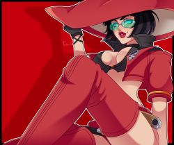 Rule 34 | 1girl, absurdres, eyelashes, guilty gear, guilty gear strive, highres, i-no, jacket, lipstick, looking at viewer, makeup, red jacket, red lips, red thighhighs, short hair, solo focus, sunglasses, thighhighs, thighs, tinted eyewear, venus symbol