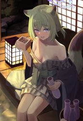 Rule 34 | 1girl, absurdres, blue archive, cup, highres, holding, holding cup, onafuku, onsen, shigure (blue archive), sliding doors